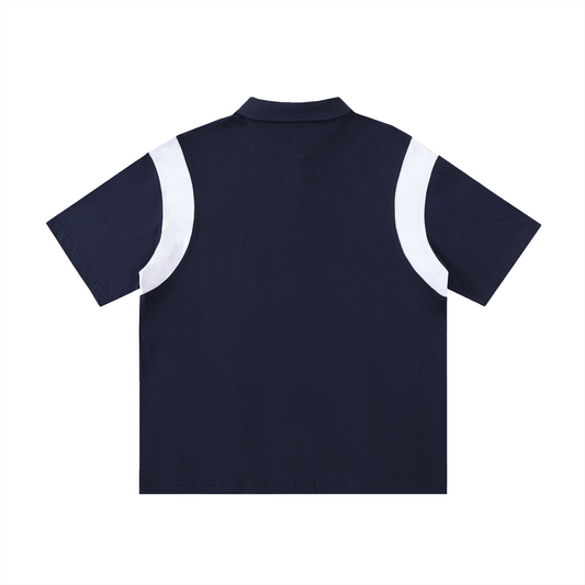 Contrast Panel Cotton Polo Shirt