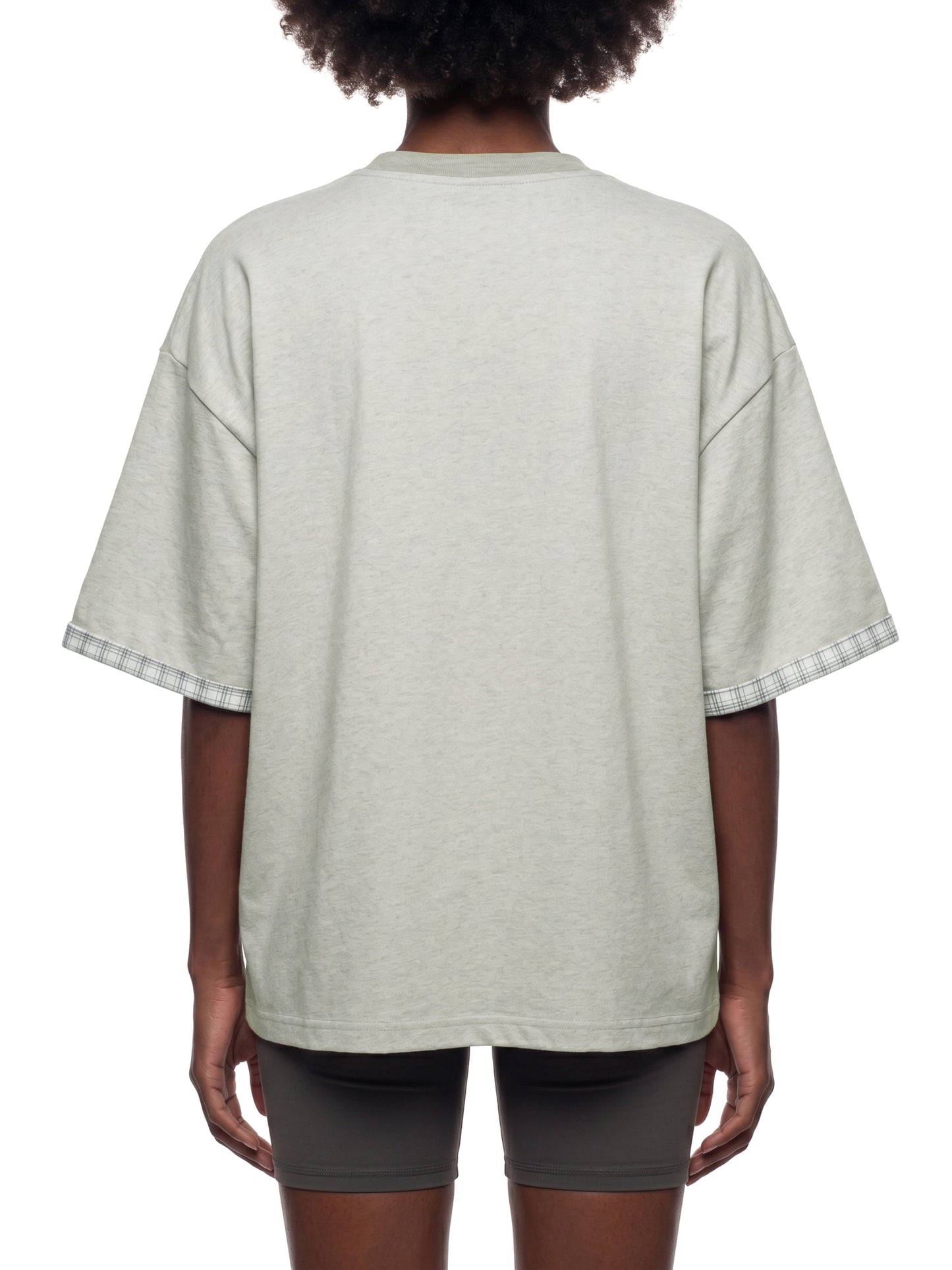 Unisex Boxy Plaid-Lined Double-Face T-Shirt