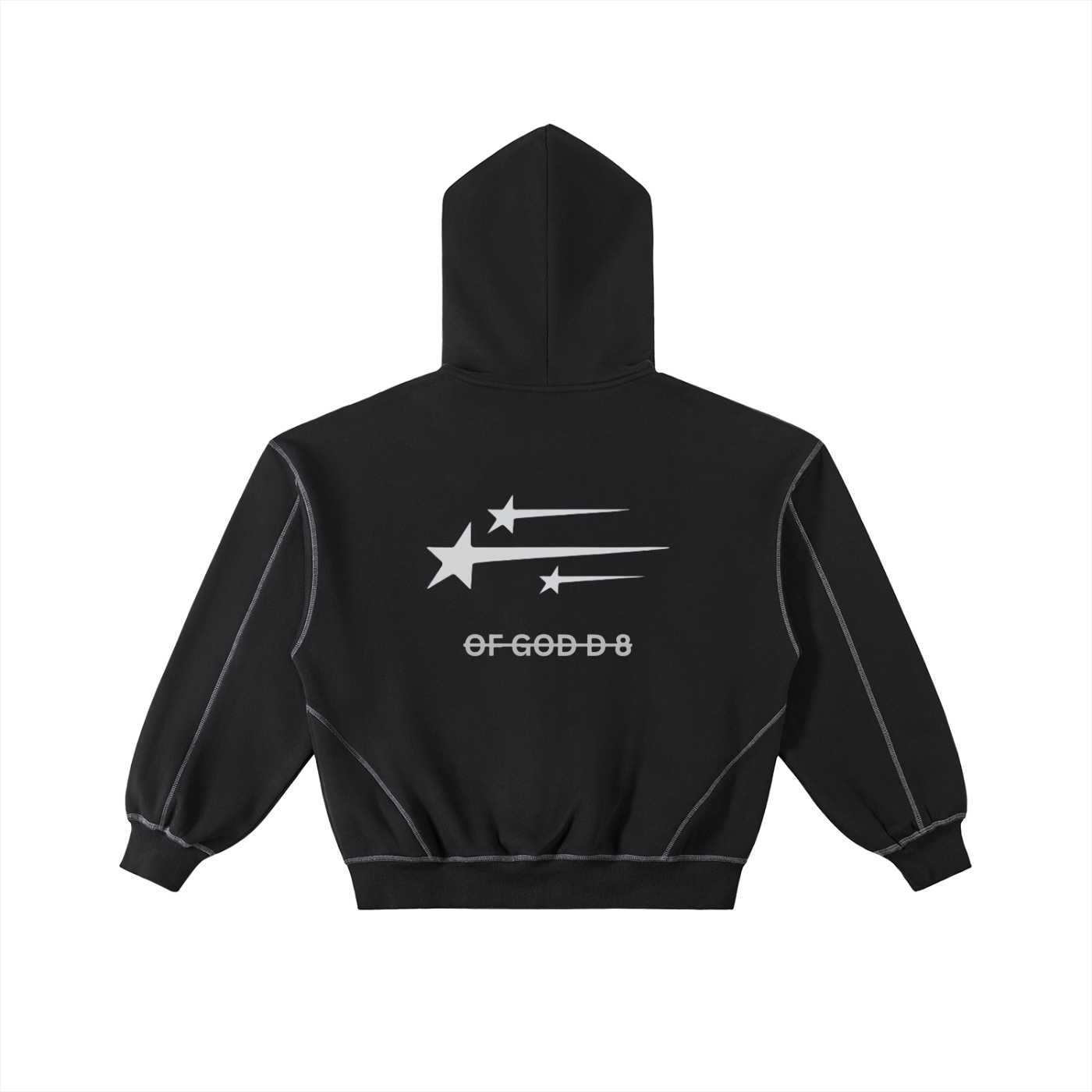Contrast-Stitched Boxy Fleece Zip Hoodie