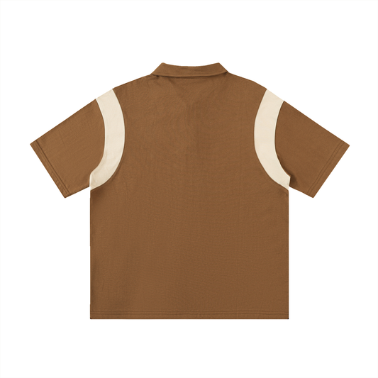 Contrast Panel Cotton Polo Shirt