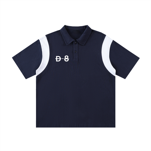 Contrast Panel Cotton Polo Shirt