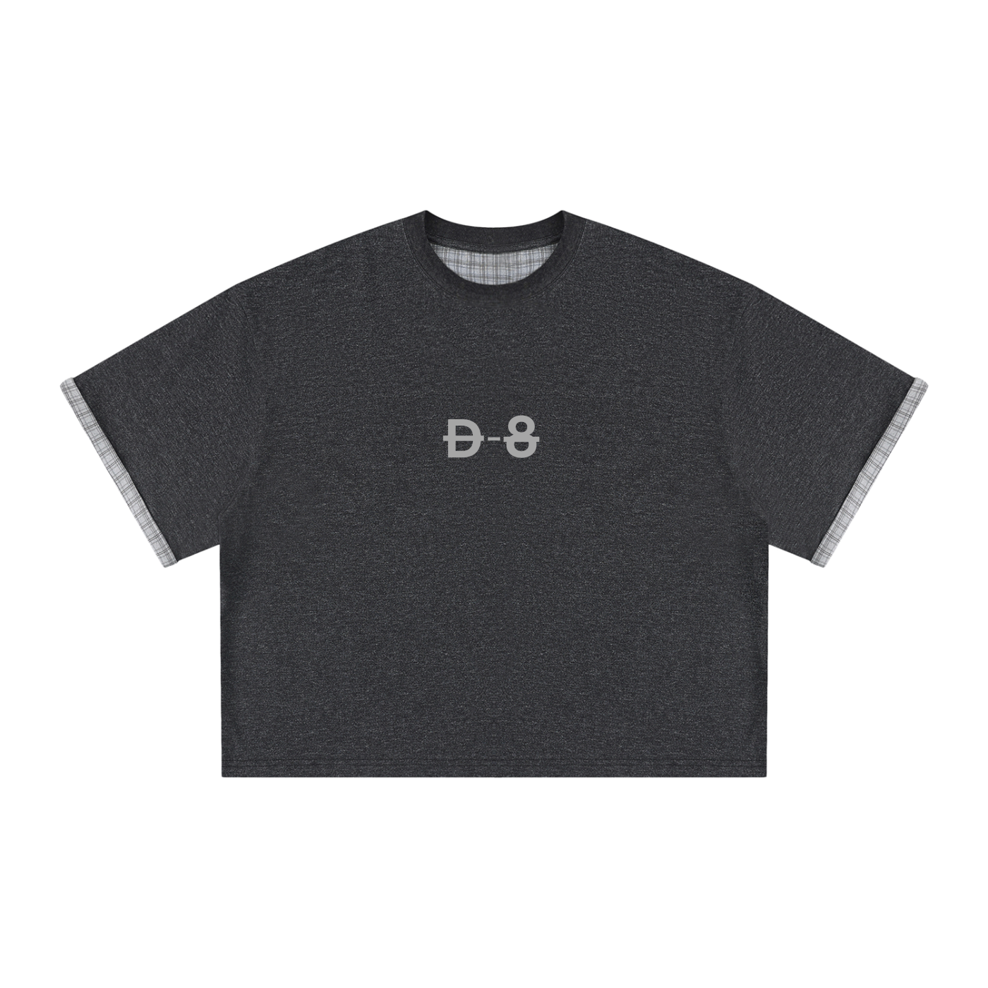 Unisex Boxy Plaid-Lined Double-Face T-Shirt