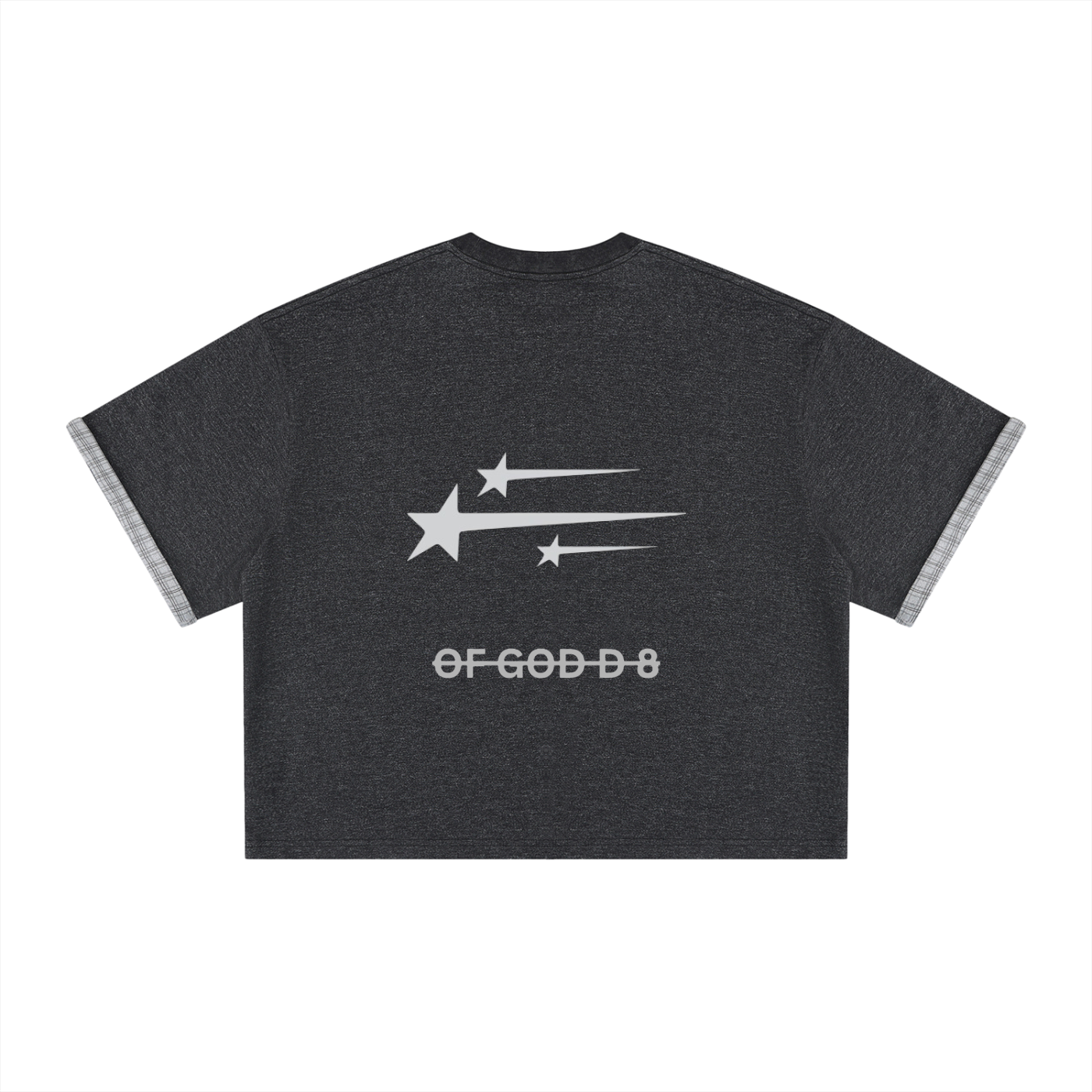Unisex Boxy Plaid-Lined Double-Face T-Shirt