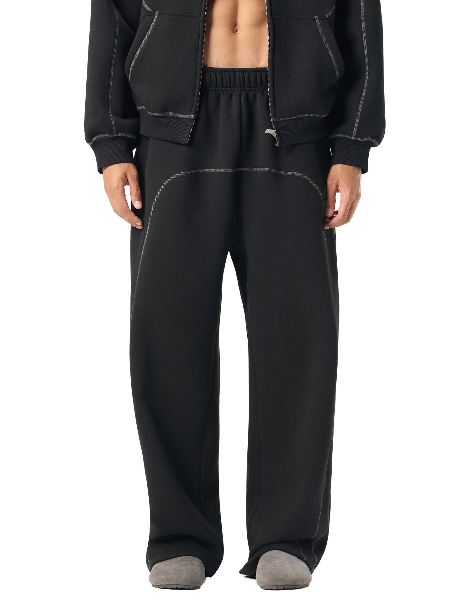 Contrast-Stitched Fleece Sweatpants